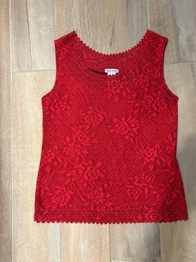 Bettie Page Red Crochet-Lace Sleeveless